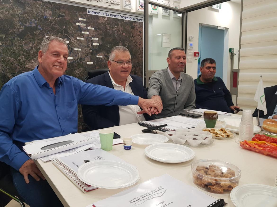 מאהר ח'לילה- ראש המועצה המקומית יפיע, אלי ברדה- ראש עריית מגדל המק, אייל בצר- ראש המועצה האזורית עמק יזרעאל
